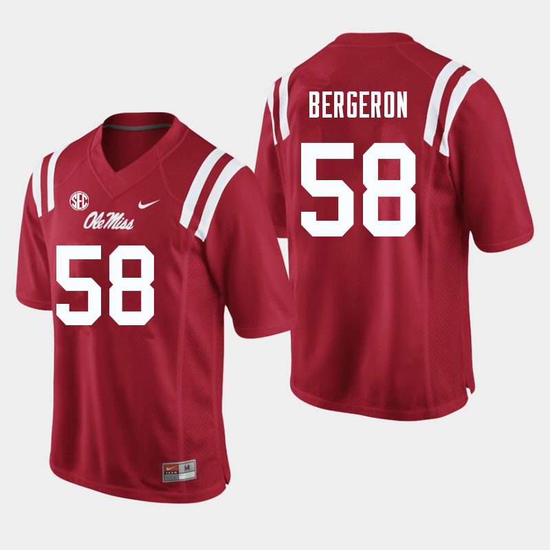John Bergeron Ole Miss Rebels NCAA Men's Red #58 Stitched Limited College Football Jersey JDX8658FH
